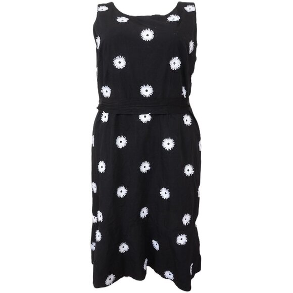 Talbots Dresses & Skirts - Talbots PLUS Size 16 Black w/ White Embroidered 3D Flowers Sheath Knee Dress